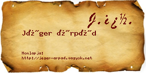 Jéger Árpád névjegykártya